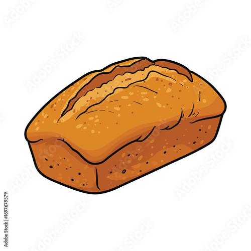 Freshly baked whole wheat bread loaf with crusty top – stock vector flat illustration