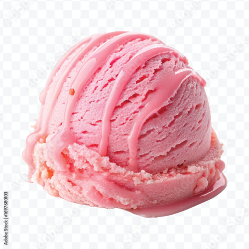 realistic delicious scoop of  vanilla ice cream in in different color style isolated on transparent background