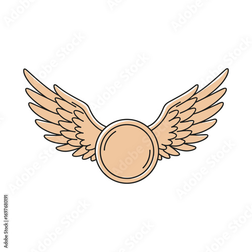 Gold emblem with stylized wings – stock vector flat illustration