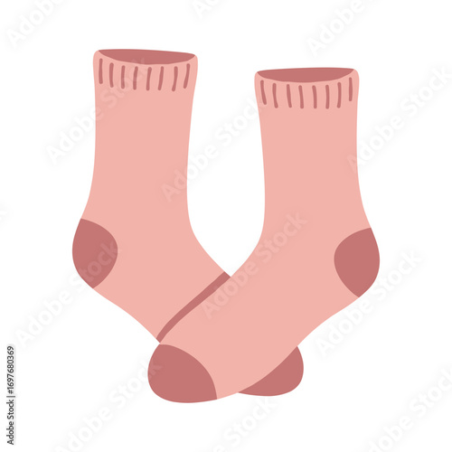 Pink socks with brown heels and toes – stock vector flat illustration