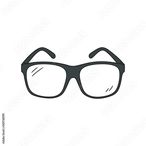 Classic black square eyeglasses for fashion and vision – stock vector flat illustration