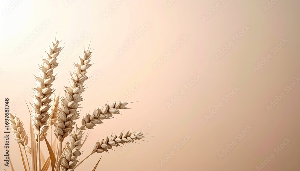 Obraz premium Wheat Stalks Against Beige Background