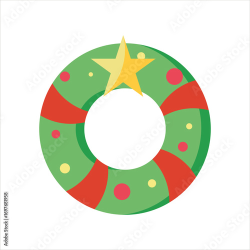 Christmas Wreath Vector Flat Illustration