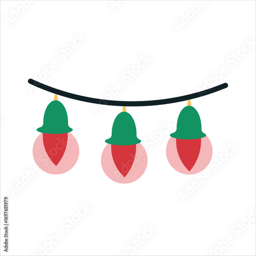 Christmas Lamp Vector Flat Illustration