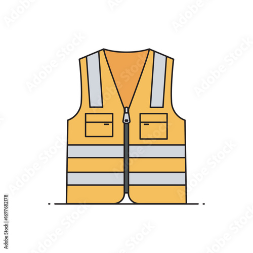 High visibility safety vest with reflective stripes – stock vector flat illustration