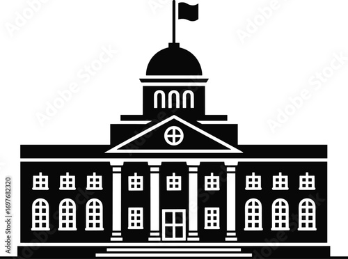 Capitol building silhouette, government dome, courthouse vector, political architecture, historic landmark, administration icon, USA official structure