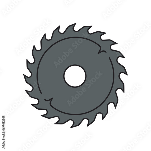 Circular saw blade with sharp teeth for cutting wood and metal – stock vector flat illustration