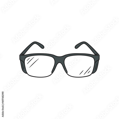 Classic black frame glasses with clear lenses – stock vector flat illustration