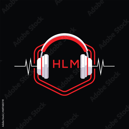 HLM  Headphone Company logo. HLM Modern Music logo design for entrepreneur and business. HLM Entertainment Branding best icon.

