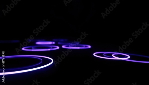 Futuristic Neon Light Circles on Dark Background