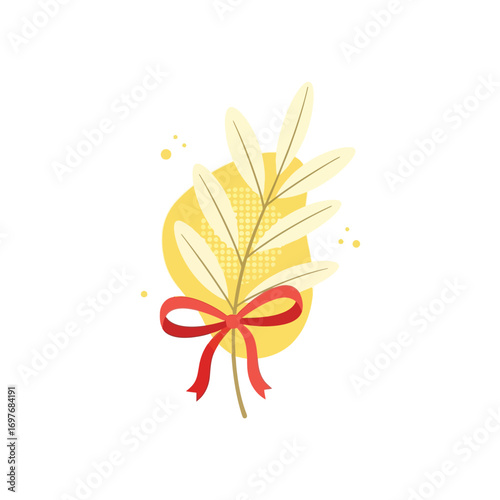 vector illustration of a golden olive branch with a red ribbon symbolizing peace and honor for Veterans Day.