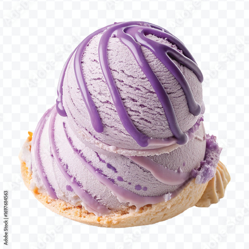 realistic delicious scoop of  vanilla ice cream in in different color style isolated on transparent background