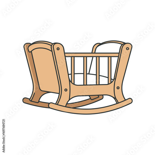 Wooden rocking cradle illustration – stock vector flat illustration