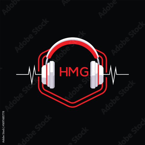 HMG  Headphone Company logo. HMG Modern Music logo design for entrepreneur and business. HMG Entertainment Branding best icon.
