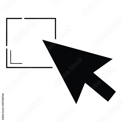 Cursor icon selecting a square outline in a digital interface concept vector