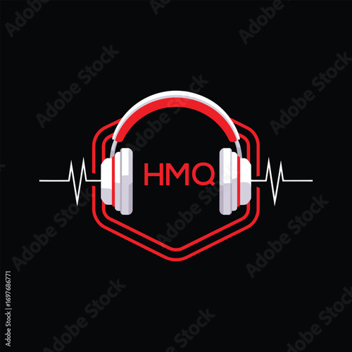 HMQ  Headphone Company logo. HMQ Modern Music logo design for entrepreneur and business. HMQ Entertainment Branding best icon.
