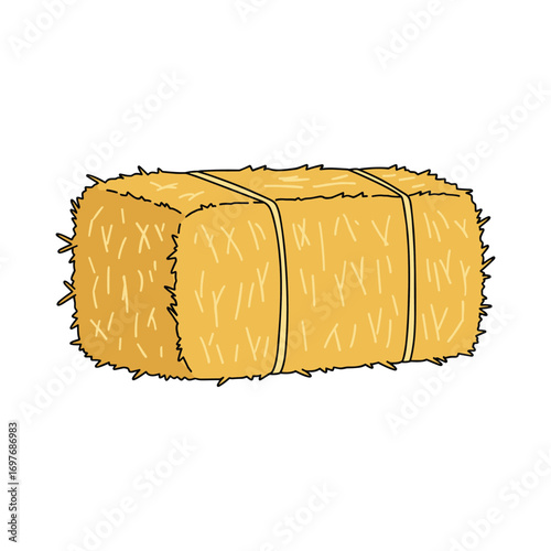 Rectangular hay bale depicting agriculture and farming scene – stock vector flat illustration