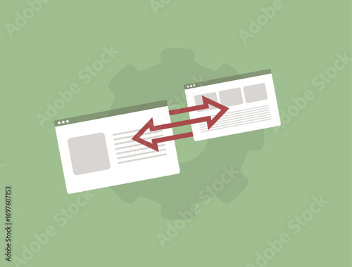 Backlink strategy with connected links symbolizing link building. SEO growth and website authority improvement for digital marketing and search optimization, vector illustration