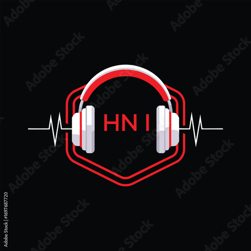 HNI  Headphone Company logo. HNI Modern Music logo design for entrepreneur and business. HNI Entertainment Branding best icon.

