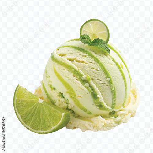realistic delicious scoop of  vanilla ice cream in in different color style isolated on transparent background