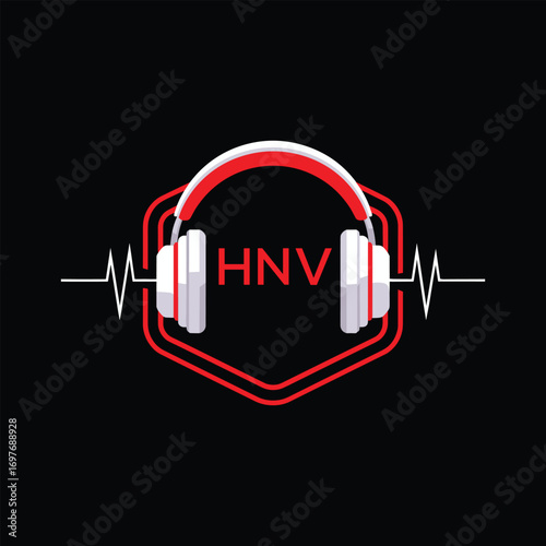 HNV  Headphone Company logo. HNV Modern Music logo design for entrepreneur and business. HNV Entertainment Branding best icon.
