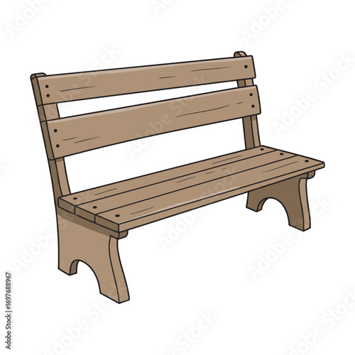 Wooden park bench with backrest – stock vector flat illustration