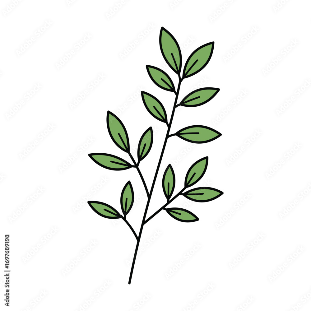 Fototapeta premium Simple green leaf illustration with minimalistic design – stock vector flat illustration