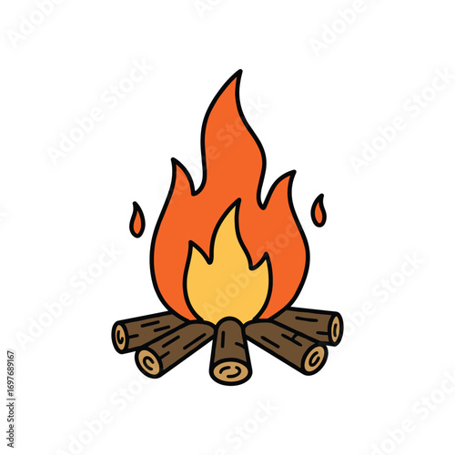 Cartoon campfire with burning logs – stock vector flat illustration