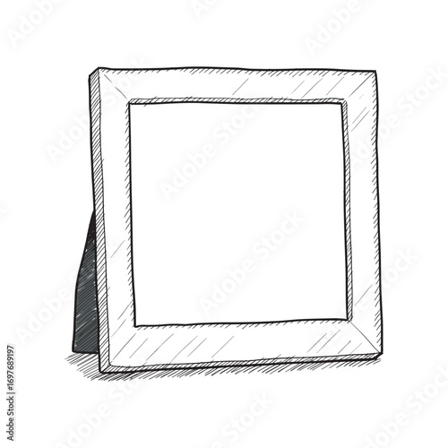 Blank sketch of standing picture frame with simple design – stock vector flat illustration
