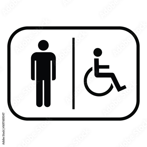 Public restroom sign indicating male and accessible facilities vector