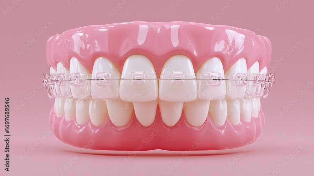 Fototapeta premium Jaw with orthodontic alignment device