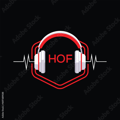 HOF  Headphone Company logo. HOF Modern Music logo design for entrepreneur and business. HOF Entertainment Branding best icon.
