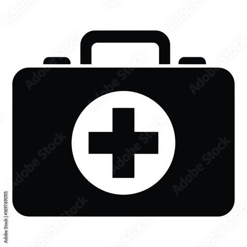 Simple first aid kit icon representing emergency medical care and health safety vector