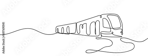 Continuous vector line of subway, public transport, art line, editable stroke.