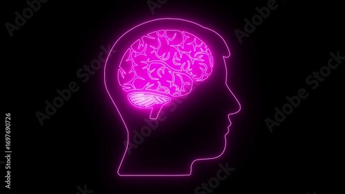 Wallpaper Mural Hologram of the human brain. Neon brain icon animation. Abstract circuit brain animation. Glowing Complicated Brain.  Torontodigital.ca