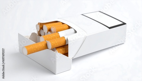 White cigarette pack open, showing cigarettes