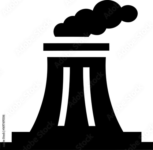 Factory chimney emitting smoke icon simple graphic