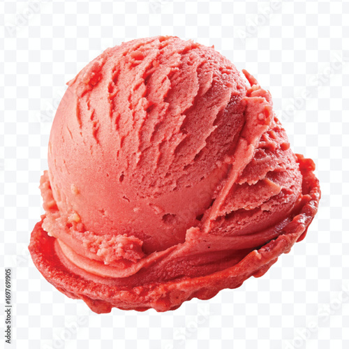 realistic delicious scoop of  vanilla ice cream in in different color style isolated on transparent background