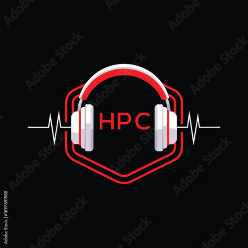 HPC  Headphone Company logo. HPC Modern Music logo design for entrepreneur and business. HPC Entertainment Branding best icon.
