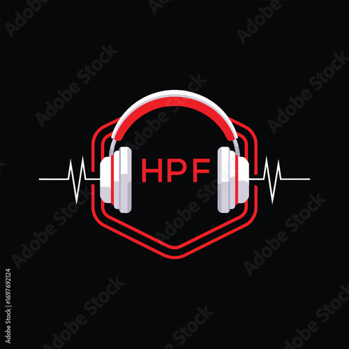 HPF  Headphone Company logo. HPF Modern Music logo design for entrepreneur and business. HPF Entertainment Branding best icon.
