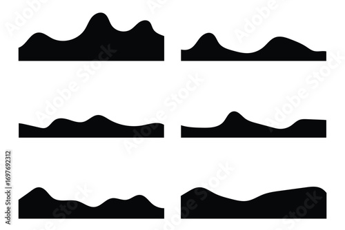Assortment of diverse shapes for website header or footer. Separator template for design layout on a landing page. Simple headline in vector flat style in eps 10.