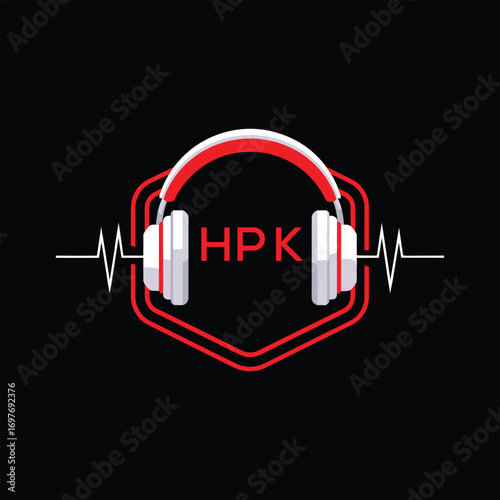 HPK  Headphone Company logo. HPK Modern Music logo design for entrepreneur and business. HPK Entertainment Branding best icon.
