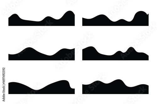 Assortment of diverse shapes for website header or footer. Separator template for design layout on a landing page. Simple headline in vector flat style in eps 10.