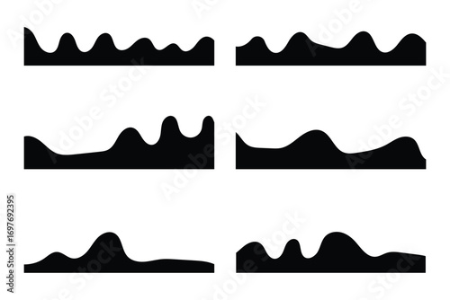 Assortment of diverse shapes for website header or footer. Separator template for design layout on a landing page. Simple headline in vector flat style in eps 10.
