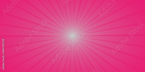 Radiating pink and lavender burst background. Pink background with white sun ray. Pattern of starburst. Abstract ultra pink texture with light of sunburst. Pink retro striped background. 