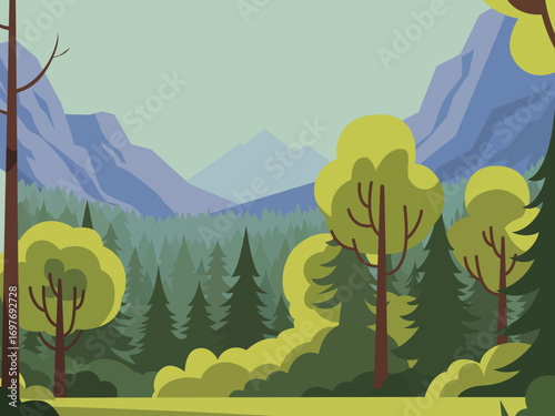 trees forest plants row fall woodland woods nature stylized trunks scandinavian simple naive cute doodle illustration background