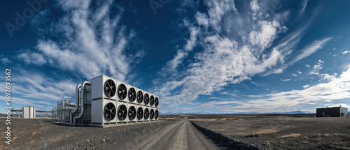 Direct Air Capture (DAC) Facility in Icelandic Landscape – Carbon Removal Technology