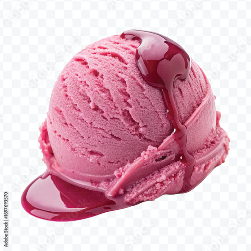 realistic delicious scoop of  vanilla ice cream in in different color style isolated on transparent background