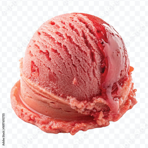 realistic delicious scoop of  vanilla ice cream in in different color style isolated on transparent background