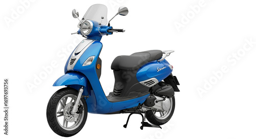 Blue scooter for urban transportation isolated PNG with Transparent Background